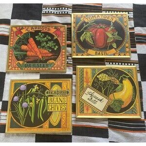 Vintage 1982 Set Of 4 M.W. Ingersoll Framed Prints. Kitchen. Veggies.